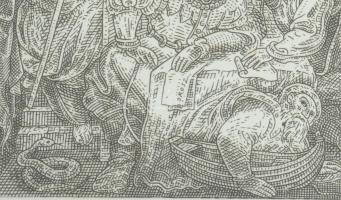 Orosz István (1951-): A Bolondok Hajója VIII. Rézkarc, papír, jelzett és számozott (61/150) a paszpa...