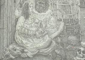 Orosz István (1951-): A Bolondok Hajója XXXIII. Rézkarc, papír, jelzett és számozott (60/150) a pasz...