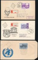1966 Évfordulók - Események (IV.) 3 db vágott bélyeg 3 db FDC-n