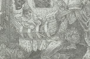 Orosz István (1951-): A Bolondok Hajója VII. Rézkarc, papír, jelzett és számozott (60/150) a paszpar...