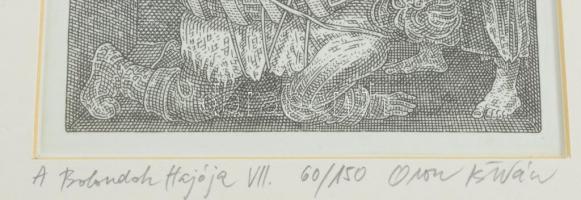 Orosz István (1951-): A Bolondok Hajója VII. Rézkarc, papír, jelzett és számozott (60/150) a paszpar...