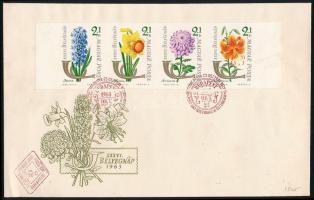 1963 Bélyegnap (36.) - Virág (IV.) vágott 4-es csík FDC-n