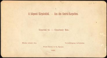 1891 Központi Kárpátok, Csorbai tó (Csorba-tó, Štrbské pleso), keményhátú fotó Divald Károly és fia ...
