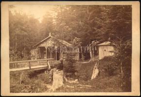 cca 1890-1900 Bártfai fürdő (Bártfafürdő, Bardejovské Kúpele) részlete, keményhátú fotó Divald Károl...