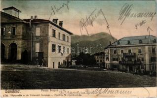 Cavalese, Piazza Scopoli. A. de Tabarelli / square, hotel