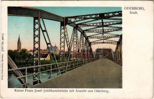 1908 Bohumín, Oderberg; Kaiser Franz Josef-Jubiläumsbrücke mit Ansicht von Oderberg / bridge (EK)
