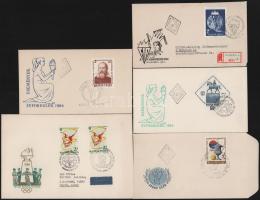 1962-1965 Évfordulók - Események 5 db vágott bélyeg 5 db FDC-n