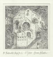 Orosz István (1951-): A Bolondok Hajója L. Rézkarc, papír, jelzett és számozott (65/150). 11,5x11,5 ...