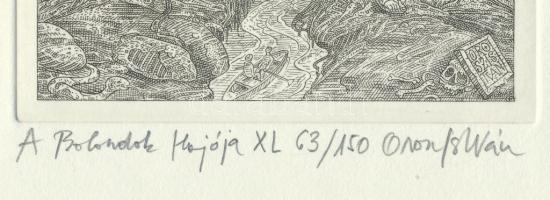 Orosz István (1951-): A Bolondok Hajója XL. Rézkarc, papír, jelzett és számozott (63/150). 11,5x11,5...