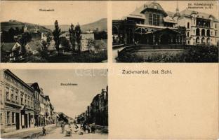 Zlaté Hory, Cukmantl, Zuckmantel; Niederstadt, Hauptstrasse, Dr. Schweinburg's Sanatorium A.-G....