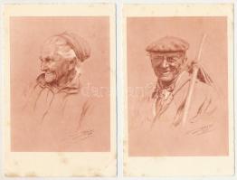 Tétes Basques No.1-3. - 2 pre-1945 Basque heads art postcards