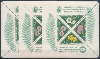 1958 FIP I. - Virág I. 3 db blokk (33.000) (az egyiken saroktörés, enyhe rozsda / corner fold, light...