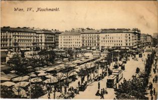 1909 Wien, Vienna, Bécs; Naschmarkt / market, tram (EK)