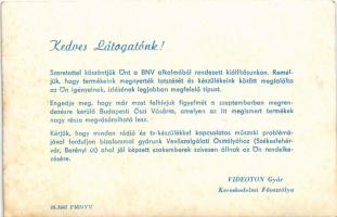 Videoton tv reklámlapja / Hungarian television advertisement card (non PC) (EK)