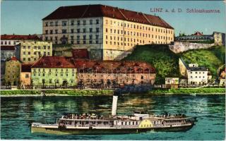 Linz, Schlosskaserne / castle barracks, "HEBE" Hungarian steamship