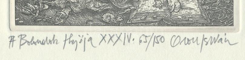Orosz István (1951-): A Bolondok Hajója XXXIV. Rézkarc, papír, jelzett és számozott (65/150). 11,5x1...
