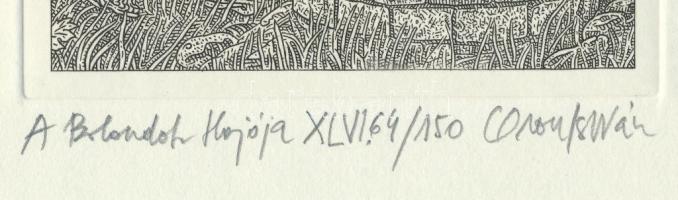 Orosz István (1951-): A Bolondok Hajója XLVI. Rézkarc, papír, jelzett és számozott (64/150). 11,5x11...