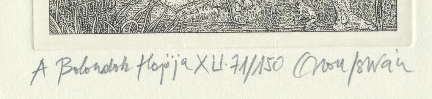 Orosz István (1951-): A Bolondok Hajója XLI. Rézkarc, papír, jelzett és számozott (71/150). 11,5x11,...