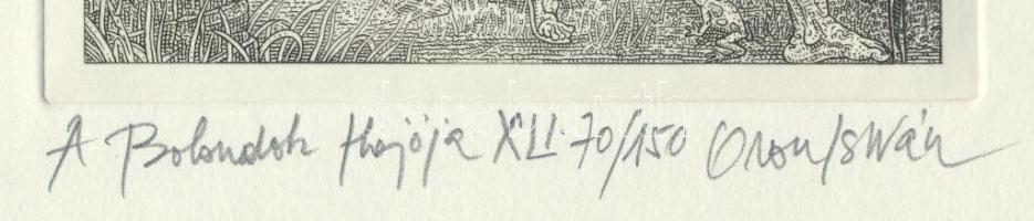 Orosz István (1951-): A Bolondok Hajója XLI. Rézkarc, papír, jelzett és számozott (70/150). 11,5x11,...