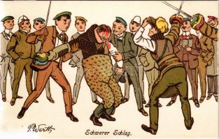 Schwerer Schlag / Studentica. German University Mensur academic fencing. H.S.M. Serie 800. s: P. Wer...
