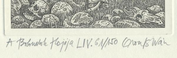 Orosz István (1951-): A Bolondok Hajója LIV. Rézkarc, papír, jelzett és számozott (61/150). 11,5x11,...