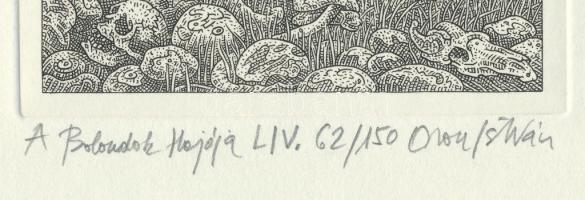Orosz István (1951-): A Bolondok Hajója LIV. Rézkarc, papír, jelzett és számozott (62/150). 11,5x11,...