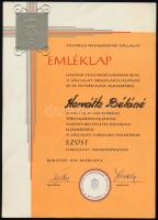 1970 Bp., a Fővárosi Nyomdaipari Vállalat emléklapja a Vállalati Jubileumi Emlékérem ezüst fokozatán...