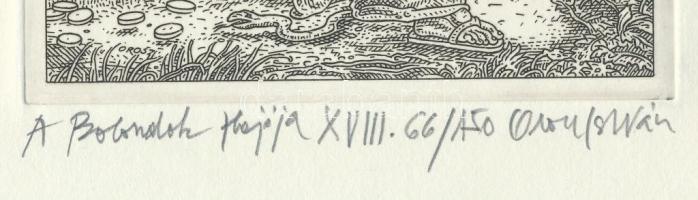 Orosz István (1951-): A Bolondok Hajója XVIII. Rézkarc, papír, jelzett és számozott (66/150). 11,5x1...