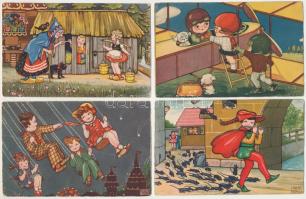 15 db RÉGI Margret Boriss gyerek művészlap, közte mesejelenet, repülő, sport / 15 pre-1945 Margret B...