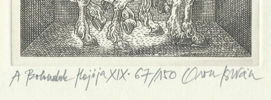 Orosz István (1951-): A Bolondok Hajója XIX. Rézkarc, papír, jelzett és számozott (67/150). 11,5x11,...