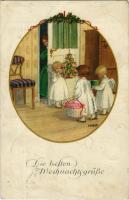 Herzliche Weihnachtsgrüsse / Children art postcard with Christmas greeting. M. Munk Wien Nr. 1206. l...