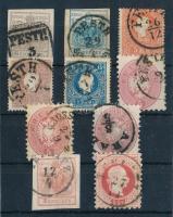 1850-1867 10 db bélyeg, 8 db magyar bélyegzés, 2 db "TEPLITZ"