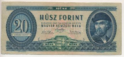1947. 20Ft "C 199 049491" T:F,VG
Hungary 1947. 20 Forint "C 199 049491" C:F,VG
...