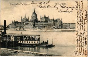 1904 Budapest V. Országház, Parlament, gőzhajó (fa)