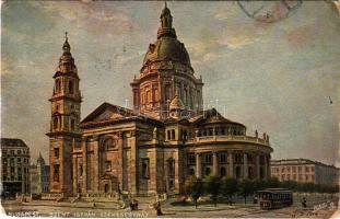 1918 Budapest V. Szent István Bazilika, villamos. Raphael Tuck &amp; Sons' "Oilette&qu...