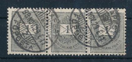 1889 1kr vízszintes hármascsík (27e) 12:11 3/4 fogazás