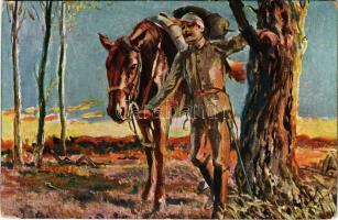 Ich hab einen Kameraden... / K.u.k. military art postcard s: L. Usabal + "K.u.k. Reservespital ...
