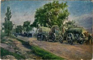 1916 Weltkrieg 1914-1916. Österr.-ungar. 30,5 cm Mörser-Batterie auf dem russischen Kriegsschauplatz...