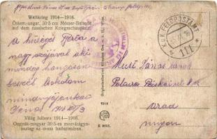 1916 Weltkrieg 1914-1916. Österr.-ungar. 30,5 cm Mörser-Batterie auf dem russischen Kriegsschauplatz...