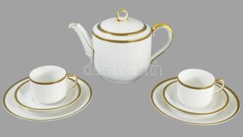 Zossfrank aranymintás vékonyporcelán kétszemélyes 7 részes szervírozó szett, jelzett, kis kopással
