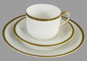 Zossfrank aranymintás vékonyporcelán kétszemélyes 7 részes szervírozó szett, jelzett, kis kopással