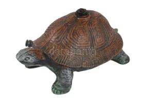 Öntöttvas teknős figurális locsoló, cső rászerelhető, hibátlan, h: 28 cm