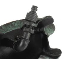 Öntöttvas teknős figurális locsoló, cső rászerelhető, hibátlan, h: 28 cm