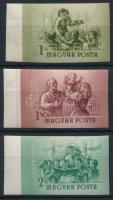 1954 Anya- és csecsemővédelem ívszéli vágott 1Ft, 1,50Ft és 2Ft