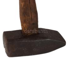 Antik bányász kőtörő kalapács, h: 60 cm
