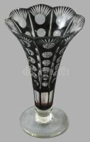 Antik bordón pácolt talpas váza, kis lepattanással, m: 27 cm