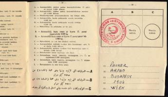 1954 Törökország, nemzetközi jogosítvány (vezetői engedély) Pauker Árpád részére, fényképes / Turkis...