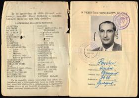 1948 Köztársasági Magyar Automobil Club által kiállított nemzetközi vezetői engedély Pauker Árpád ré...