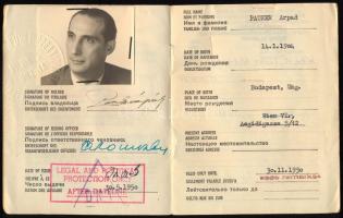 1950 Osztrák menekültügyi igazolvány magyar személy (Pauker Árpád) részére, fényképes