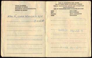 1950 Osztrák menekültügyi igazolvány magyar személy (Pauker Árpád) részére, fényképes